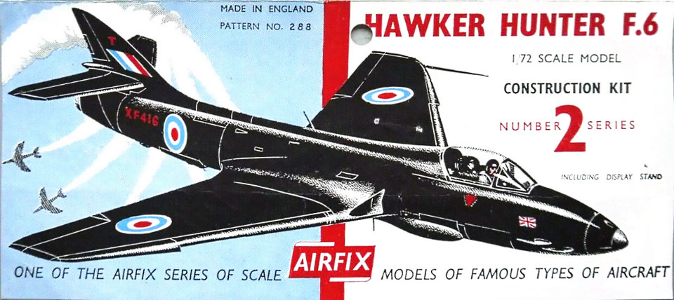 Hawker Hunter F6, Airfix 288 header card, 1961