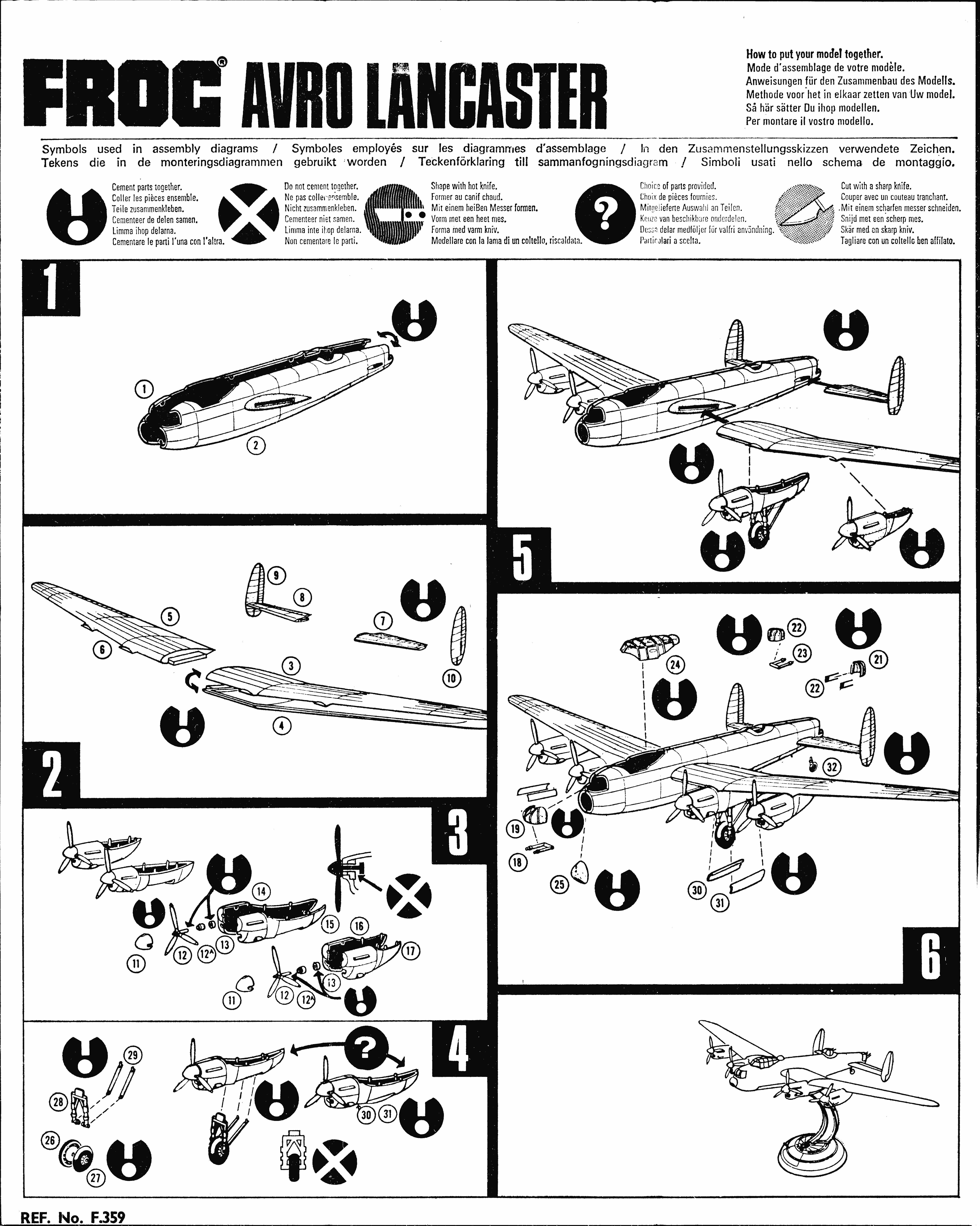 Maquette FROG Avro Lancaster - Réf 359 - Première Version 1959 - Airfix