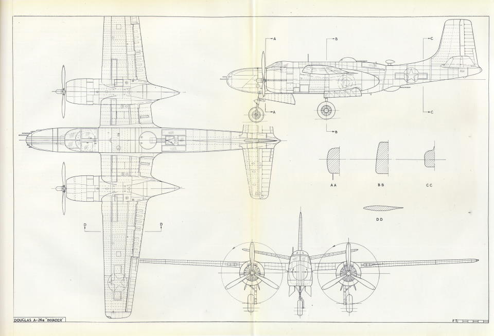 Douglas Invader - 1/72 рисунок C.B.Maycock, 1/72, «Aircraft of the fighting powers» Том.VI, издание 1945г