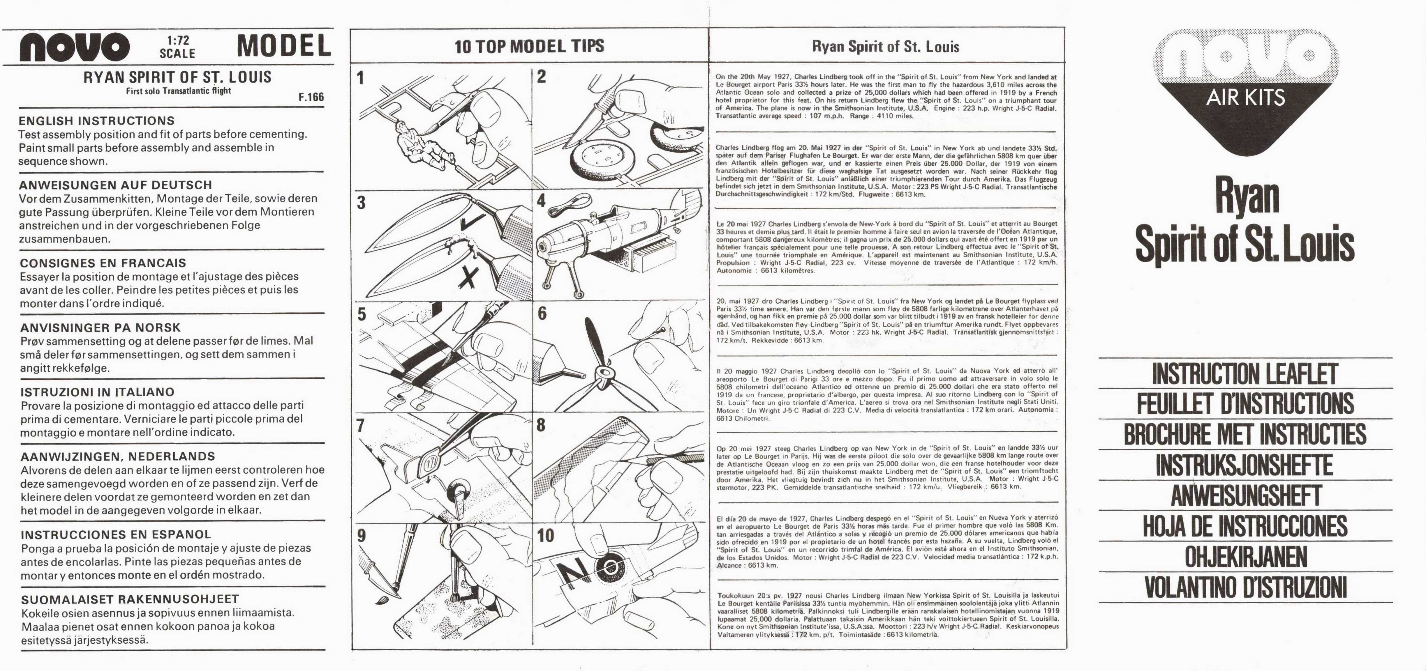  Инструкция по сборке NOVO Toys Ltd F166 Ryan - Spirit of St. Louis 