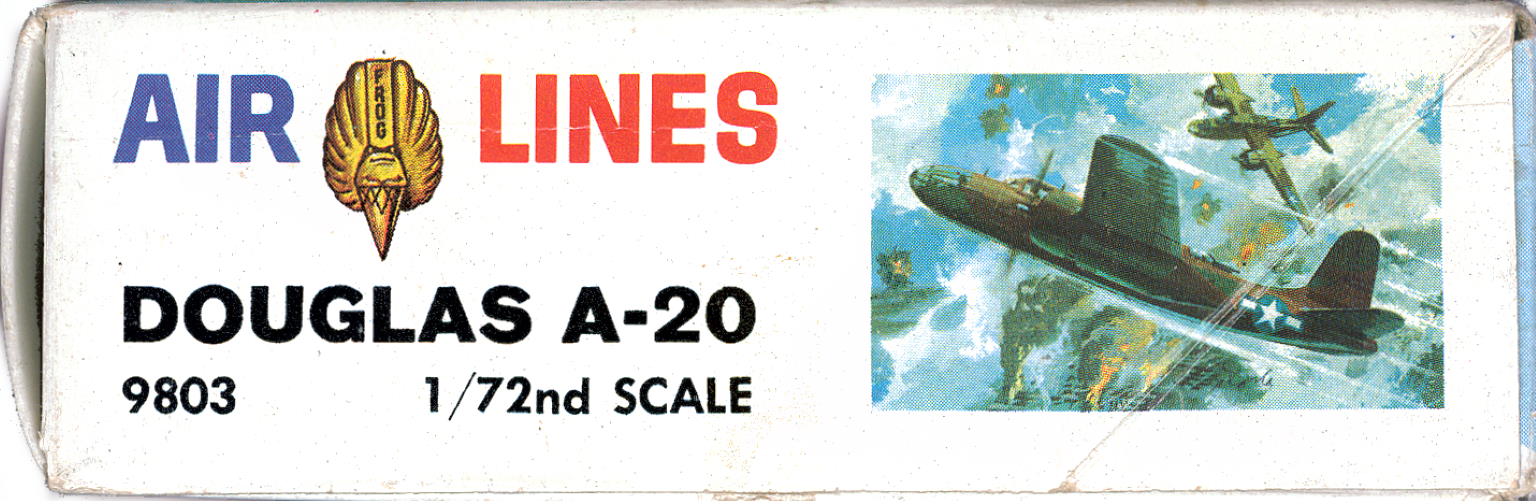 Сторона коробки с артикулом, Air Lines 9803 U.S. Douglas A-20 Attack Bomber, Tri-ang ltd, 1965