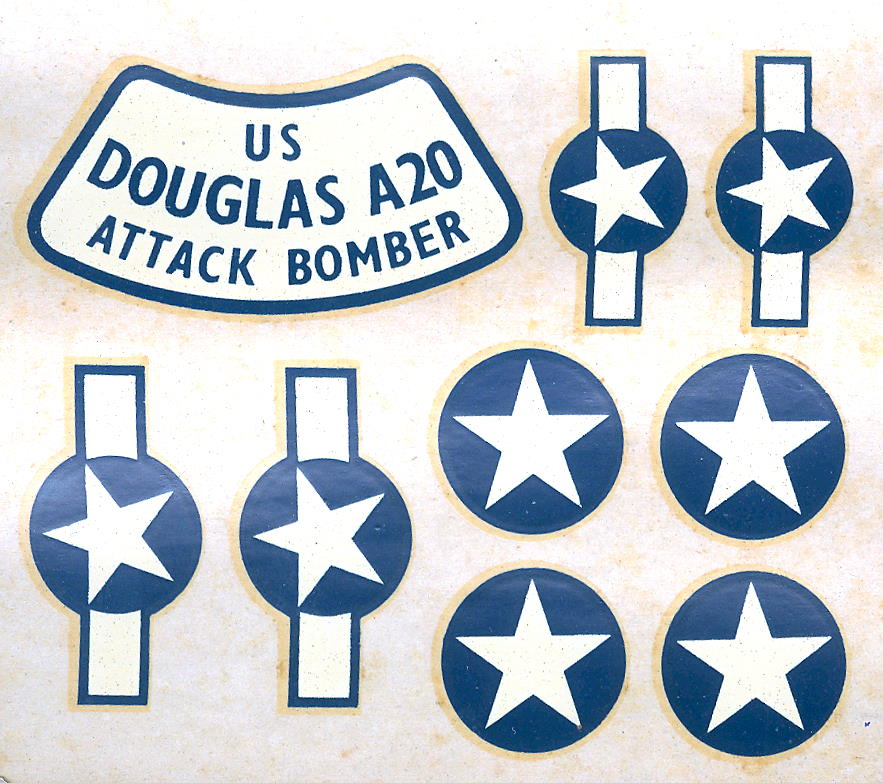Декаль, Air Lines 9803 U.S. Douglas A-20 Attack Bomber, Tri-ang ltd, 1965