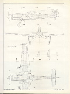 Focke Wulf Ta152H - 1/72 рисунок E.J. «Eddie» Riding, 1/72, «Aircraft of the fighting powers» Том.VII, издание 1946г