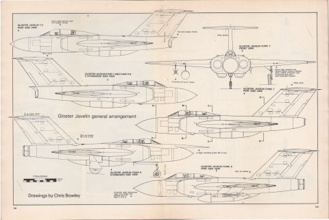 Gloster Javelin - 1/72 рисунок Криса Боули, 1/72, Скэйл Аиркрафт Моделлинг, Том 4 Выпуск 4, Январь 1982